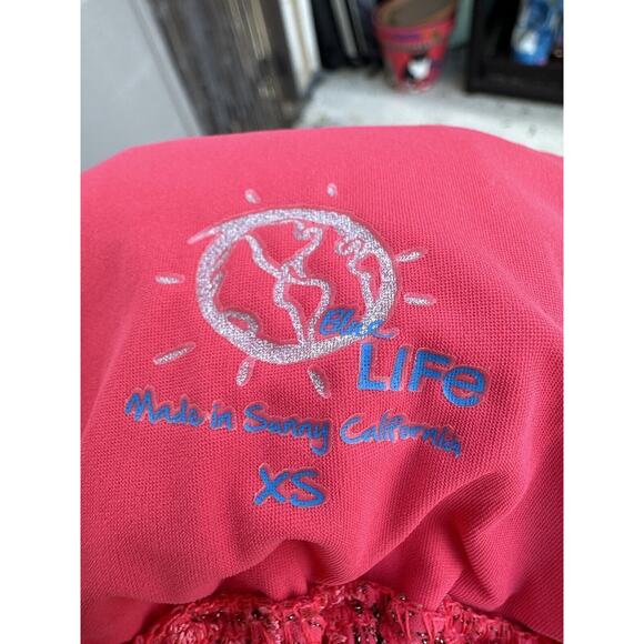 Blue Life Pasion flower Lace Bikini Swimsuit Triangle Top T-back Sz XS In Coral - Picture 11 of 11